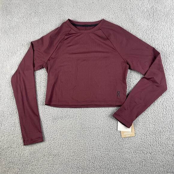 Run On Cloud Women's Large Mulberry Movement Long Sleeve Crop Tee - Picture 1 of 12